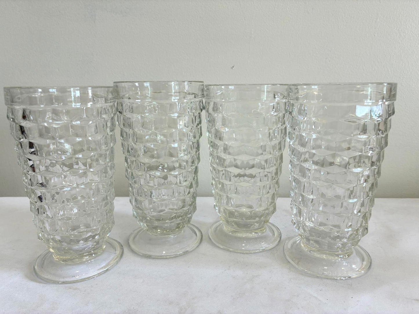 Indiana Glass Whitehall Water Goblets Set of 4 Vintage Pressed Glass 6.25”