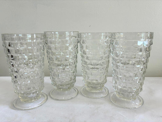 Indiana Glass Whitehall Water Goblets Set of 4 Vintage Pressed Glass 6.25”
