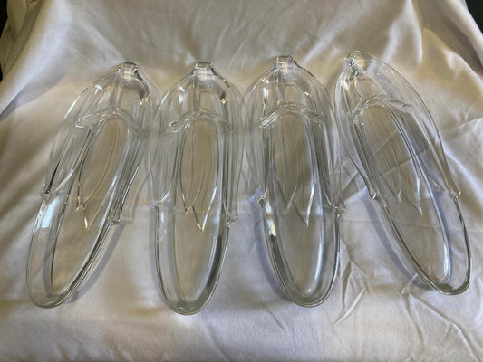 Vintage Clear Glass Corn on the Cob Dishes – Set of 4