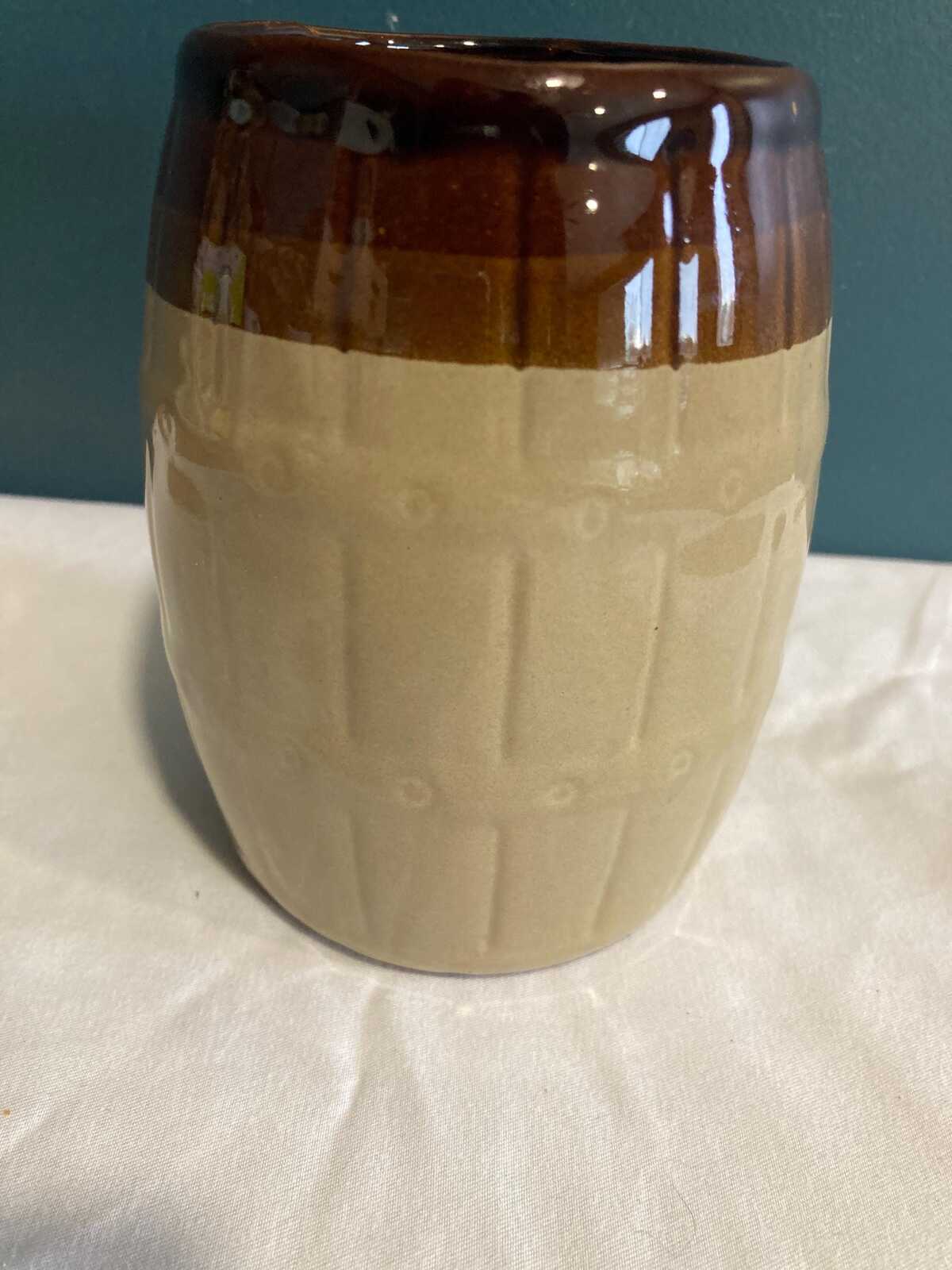 Vintage Ceramic Ombré Brown Vase or Utensil Holder