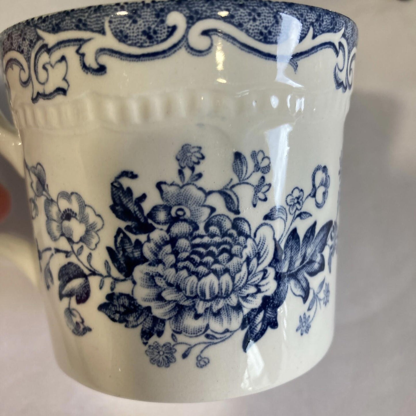 Kensington Staffordshire Ironstone Balmoral Tea Cup Saucer England Blue Flowers