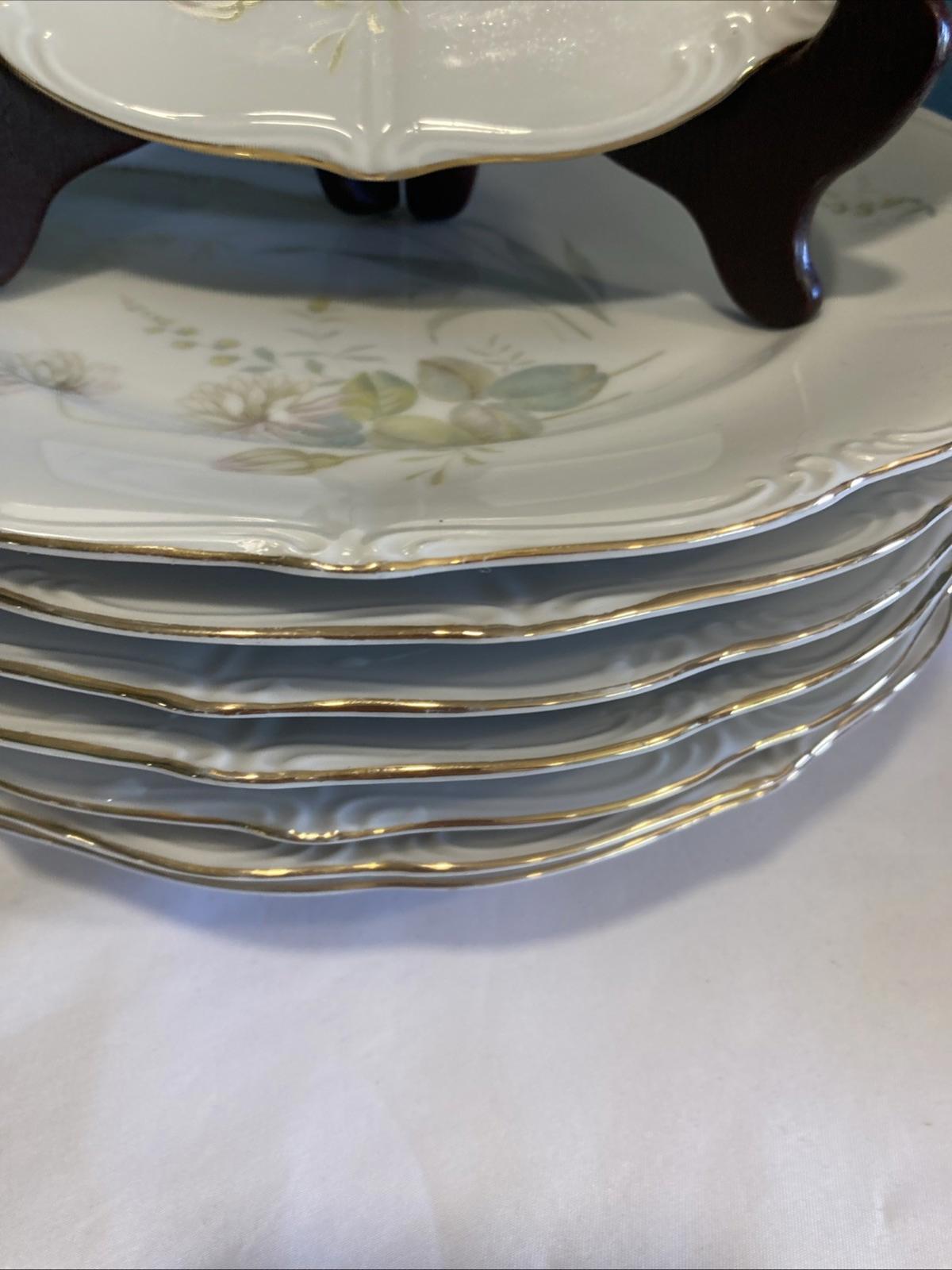Vintage Forest “Harvest” Thistle Dinner Plate 10” Gold Rim Bavaria Germany, set of 8