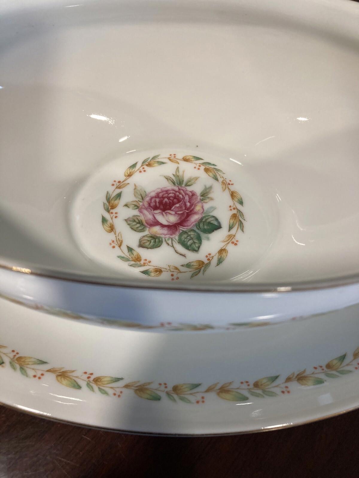 Vintage Mikado China Laurel Gravy Boat w/ Attached Underplate Occupied Japan