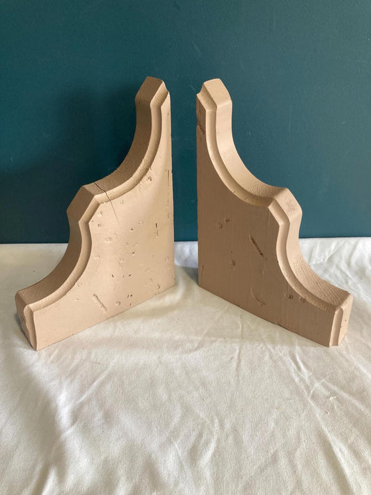 Vintage Painted Wood Shelf Brackets, Set of 2 Architectural Salvage