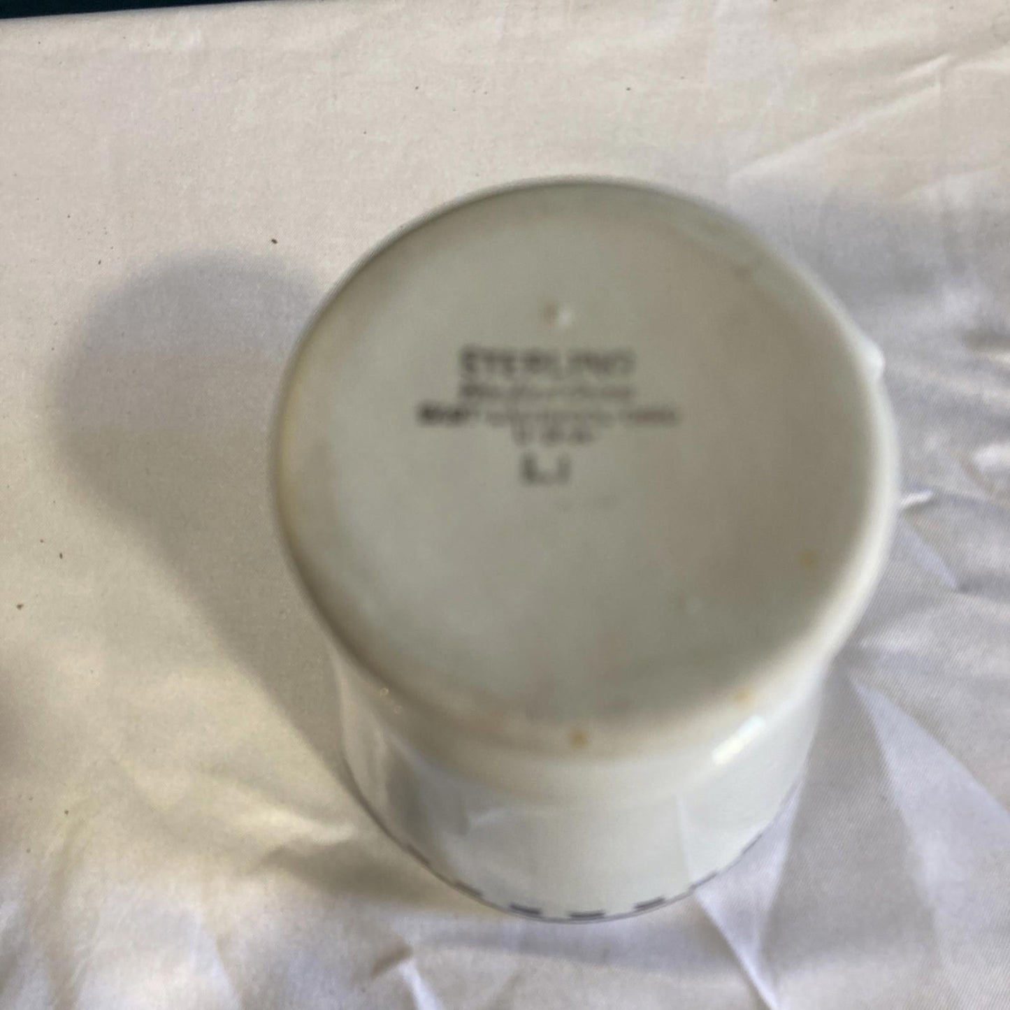 Vintage Medallion Sterling China Footed Coffee Mug – White & Black Made in USA
