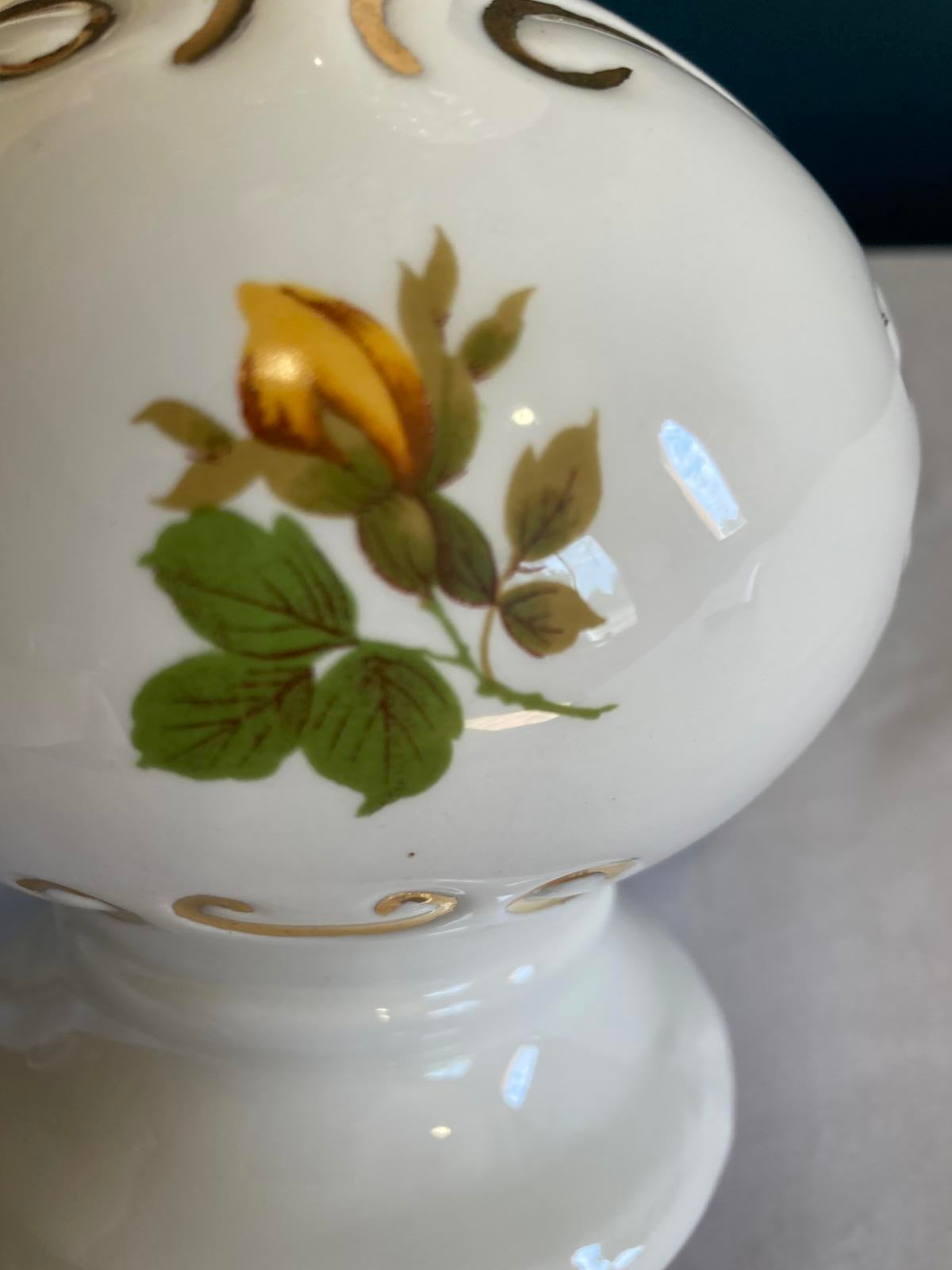 Porcelain Pitcher Vase with Gold Trim and Floral Design – Elegant Vintage Finds