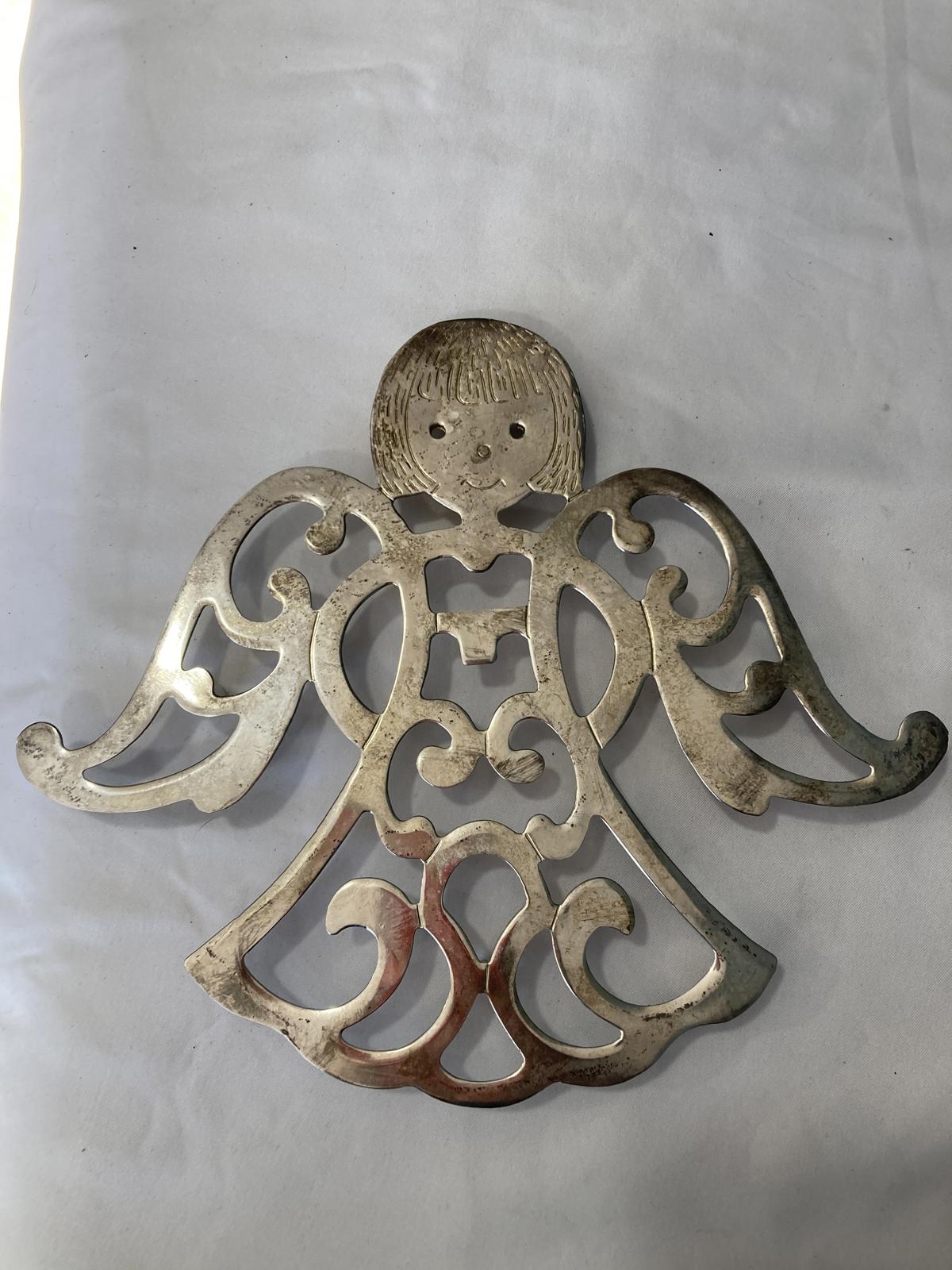 Vintage Silverplate Angel Wall Trivets Pair Mid Century Style