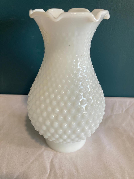 Antique Hobnail Milk Glass hurricane Fluted Sconce
