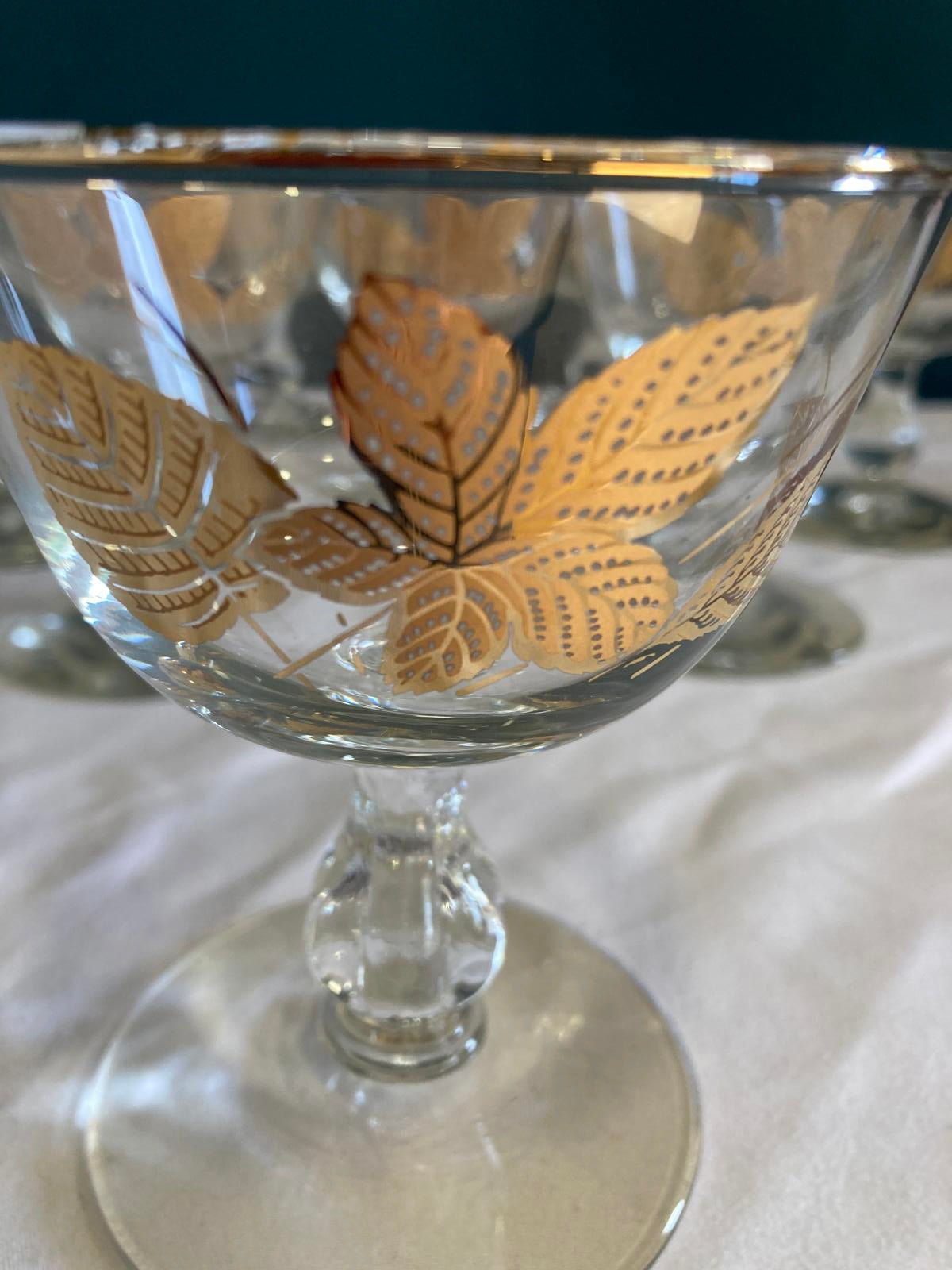 Vintage Libbey Golden Foliage Glasses, Set of 8