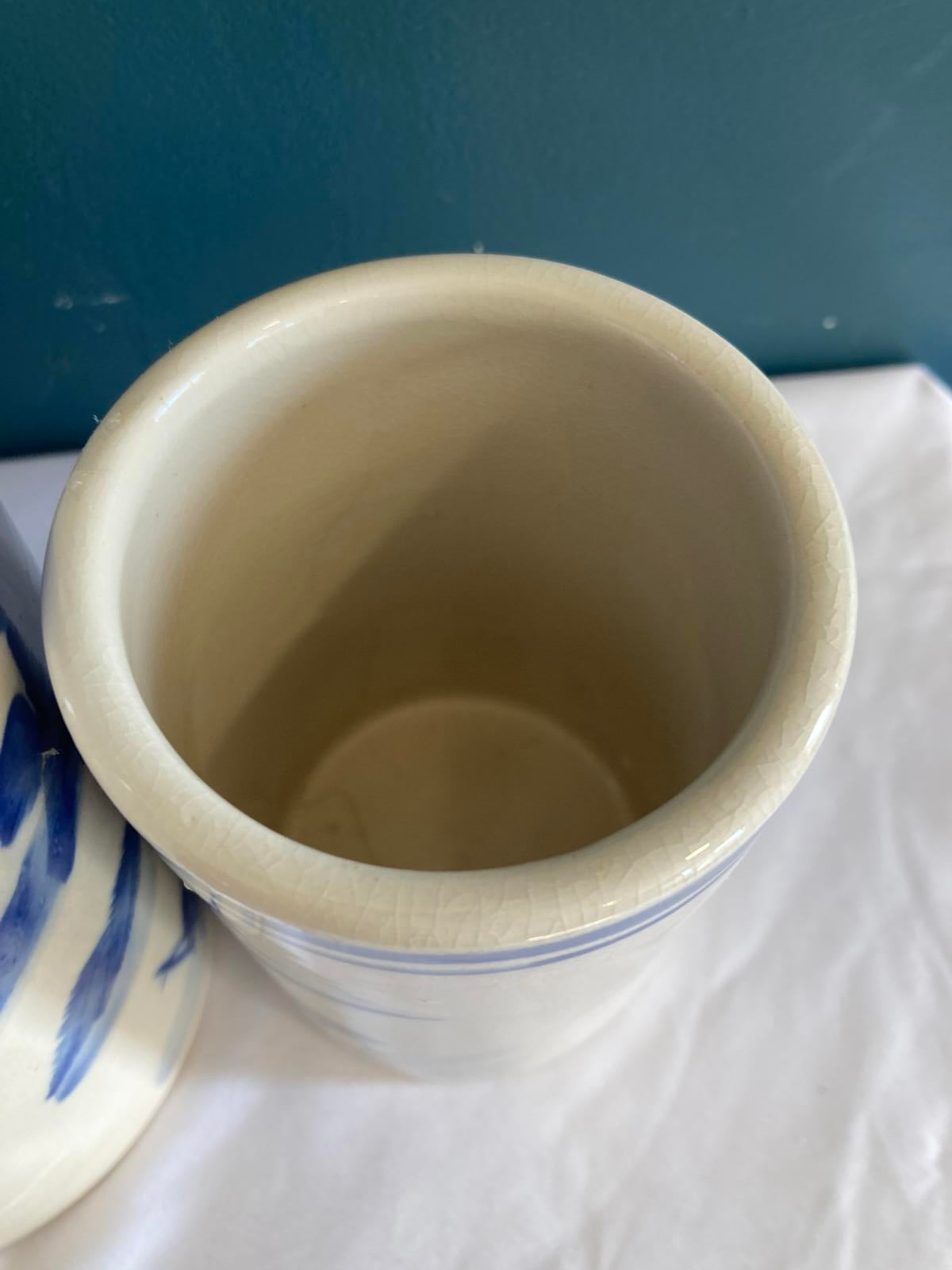 Vintage Blue and White Artist Brush Crock Set