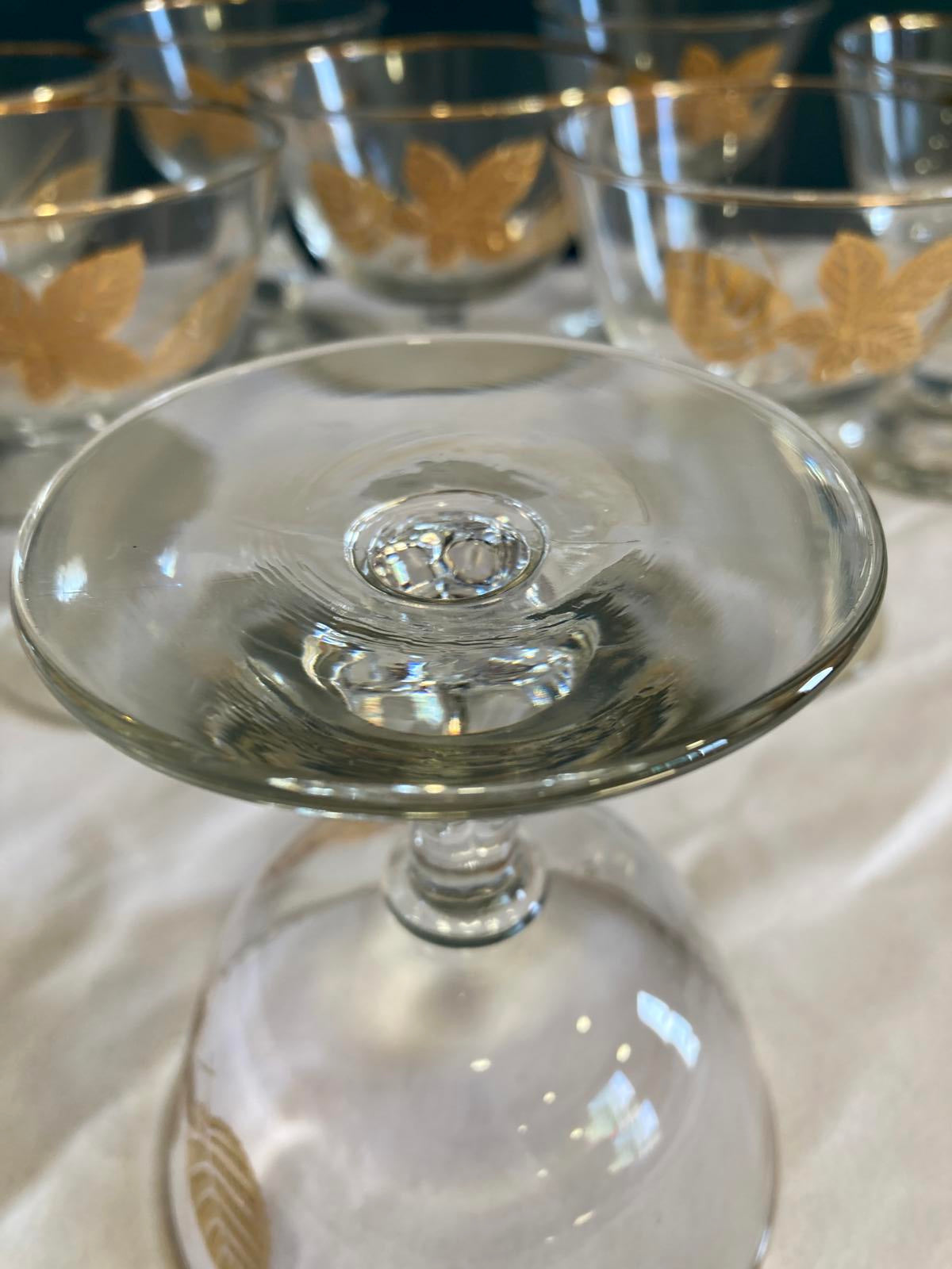 Vintage Libbey Golden Foliage Glasses, Set of 8