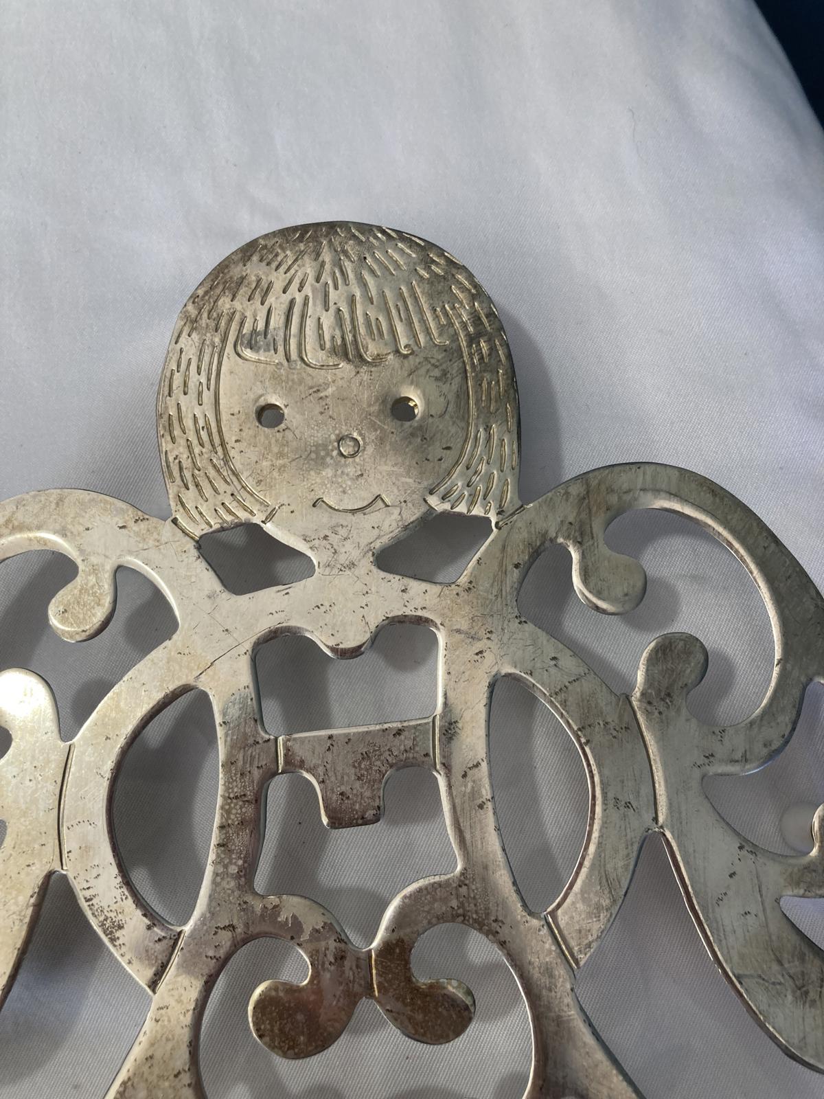 Vintage Silverplate Angel Wall Trivets Pair Mid Century Style