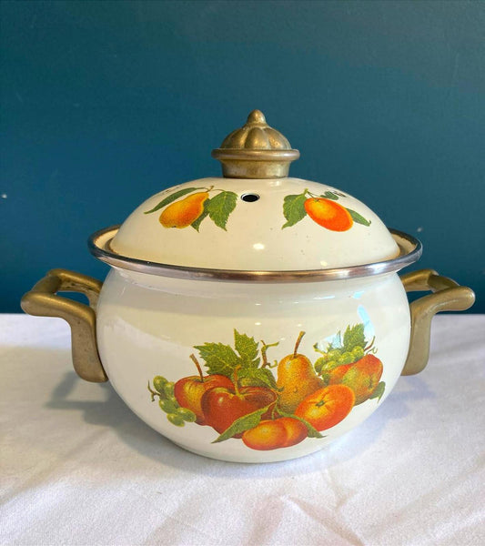 Vintage Fruit Enamel Simmer Pot Kitchen Decor