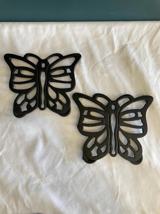 Vintage Cast Iron Butterfly Trivets