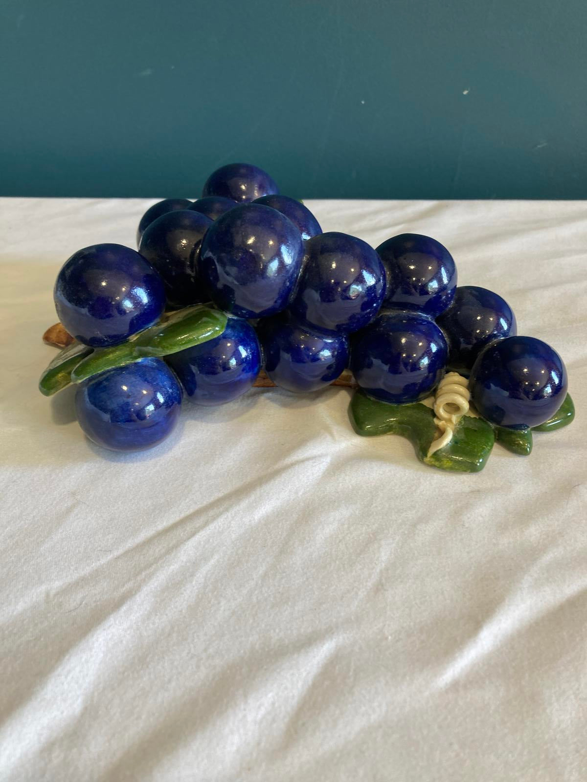 Mid-Century Grape Cluster Ceramic Wall Decor