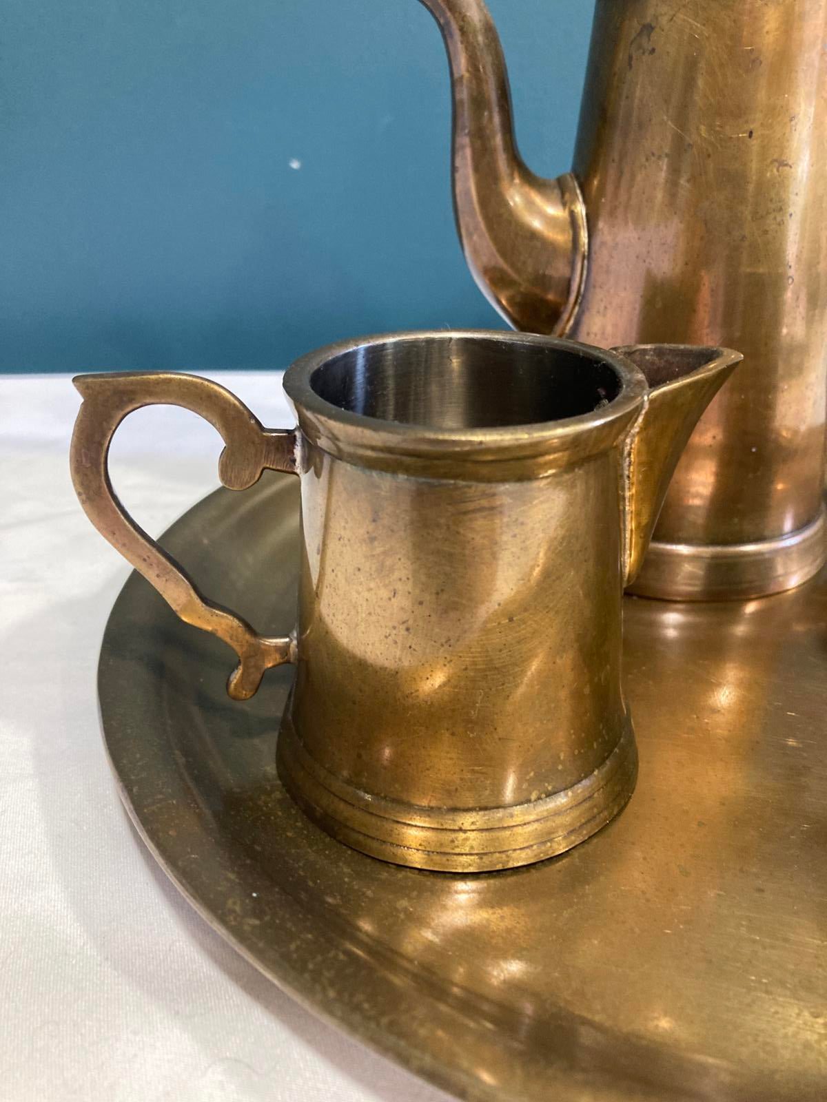 Vintage Gatco Solid Brass Coffee & Tea Set with Tray –Classic Mid-Century Design