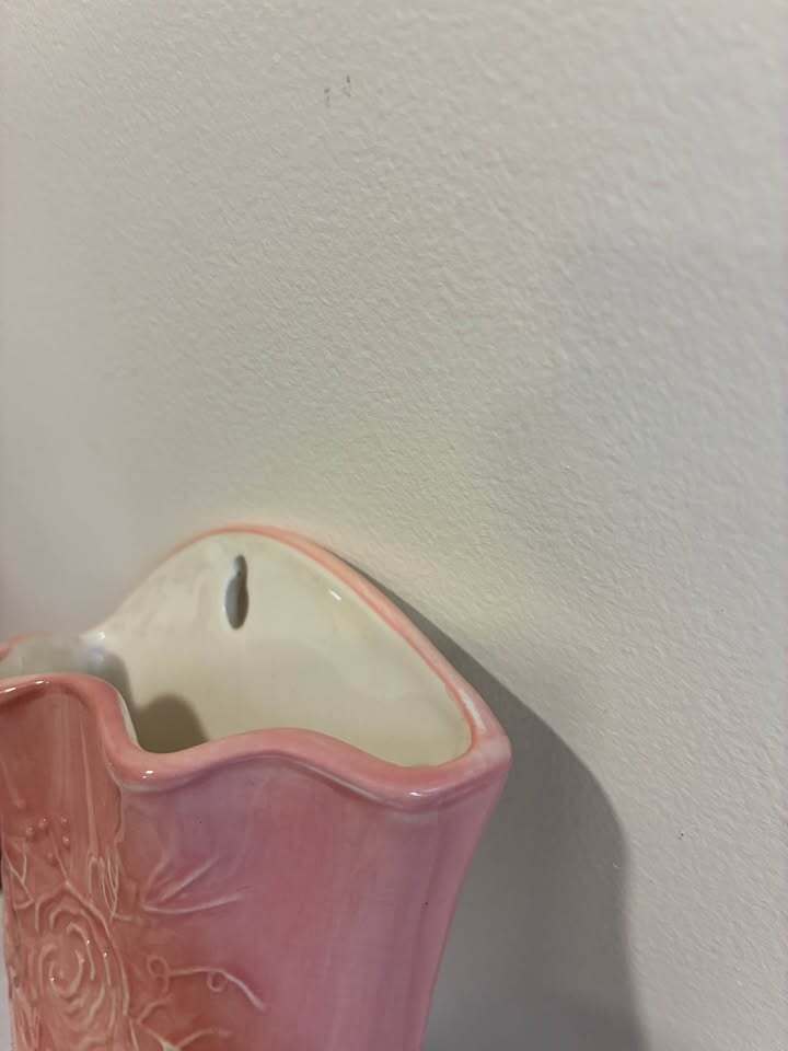 Pink Ceramic Floral Wall Pocket Vase Planter