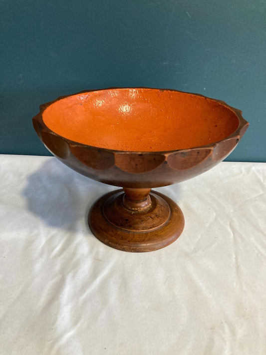 Midcentury Modern Solid Cherry Pedestal Bowl by Woodcraftery