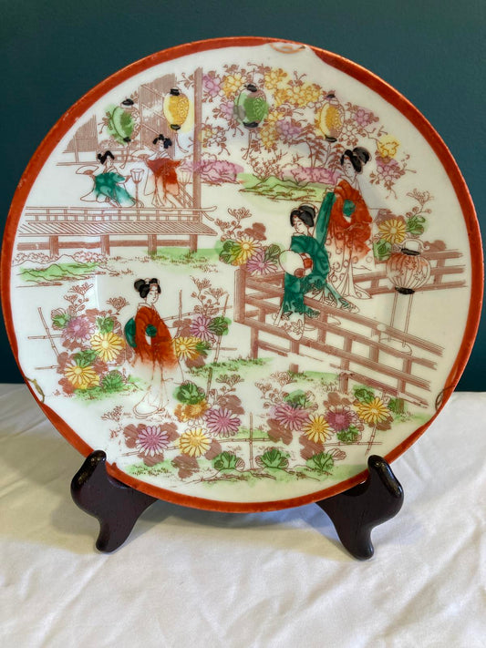 Hand-Painted Japanese Geisha Scene Plate – Vintage Finds