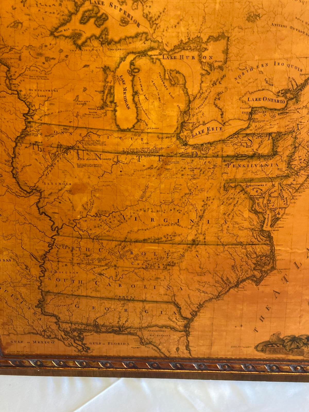 Vintage Map of United States in 1783 Abel Buell on Wood Wall Map