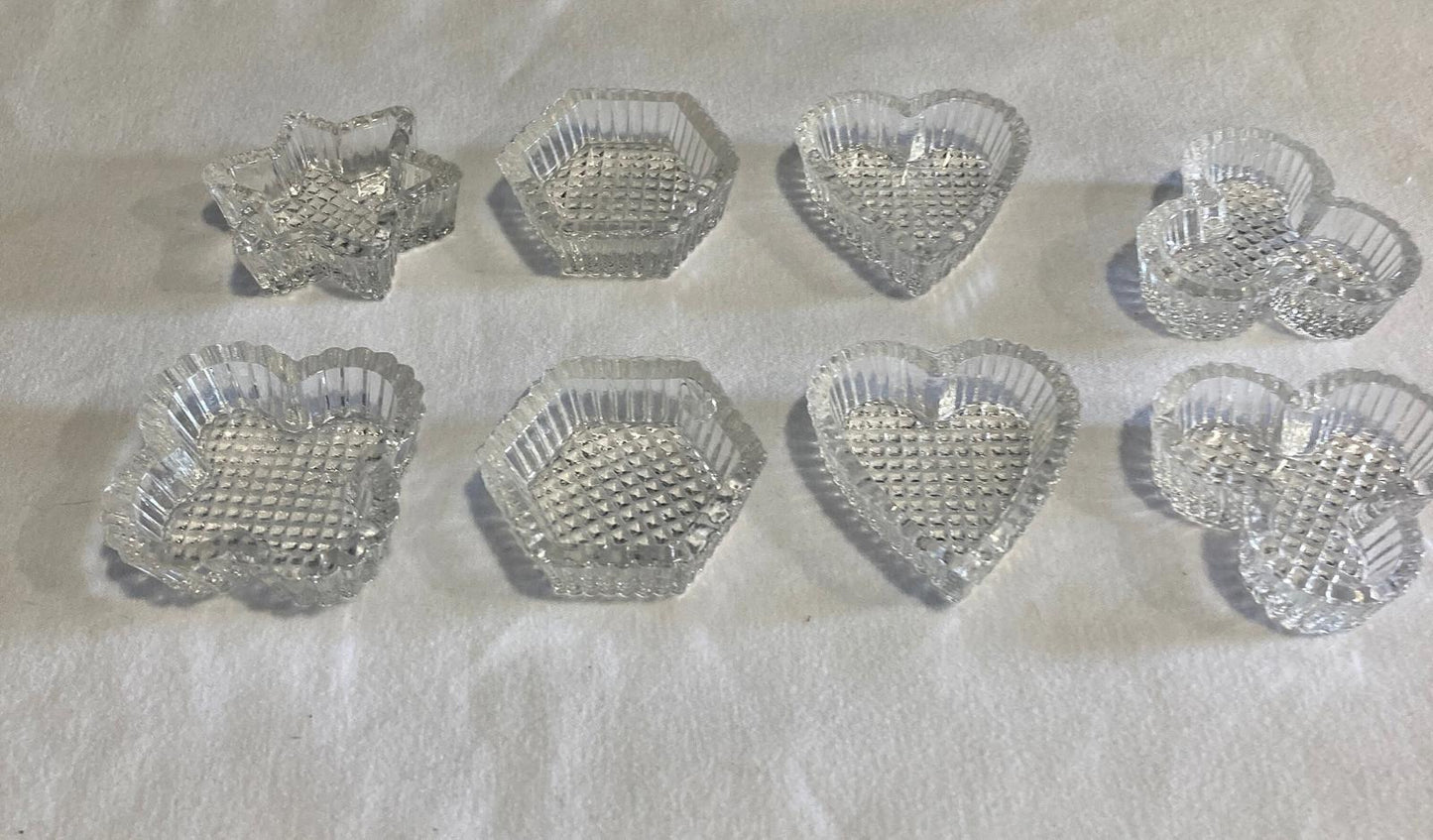Antique Pressed Glass Assorted Shapes Salt Cellers - Heart, Star, Clover