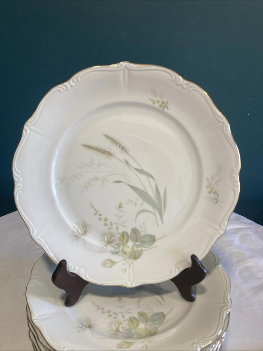 Vintage Forest “Harvest” Thistle Dinner Plate 10” Gold Rim Bavaria Germany, set of 8