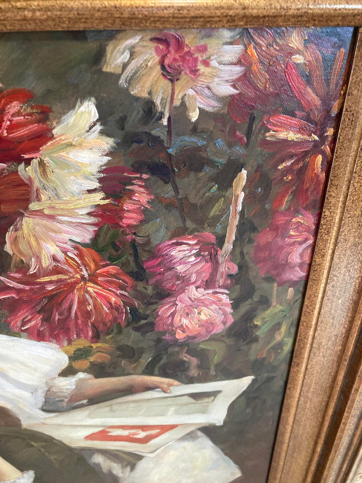 Large Framed Oil Painting of Mother and Child