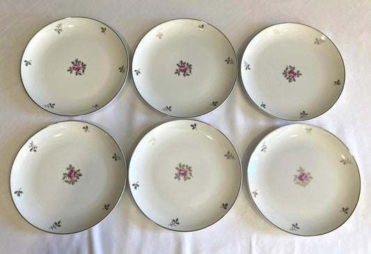 Vintage Fukagawa Arita Pink Flower Salad Plates Set of 6, Hand-Painted in Japan