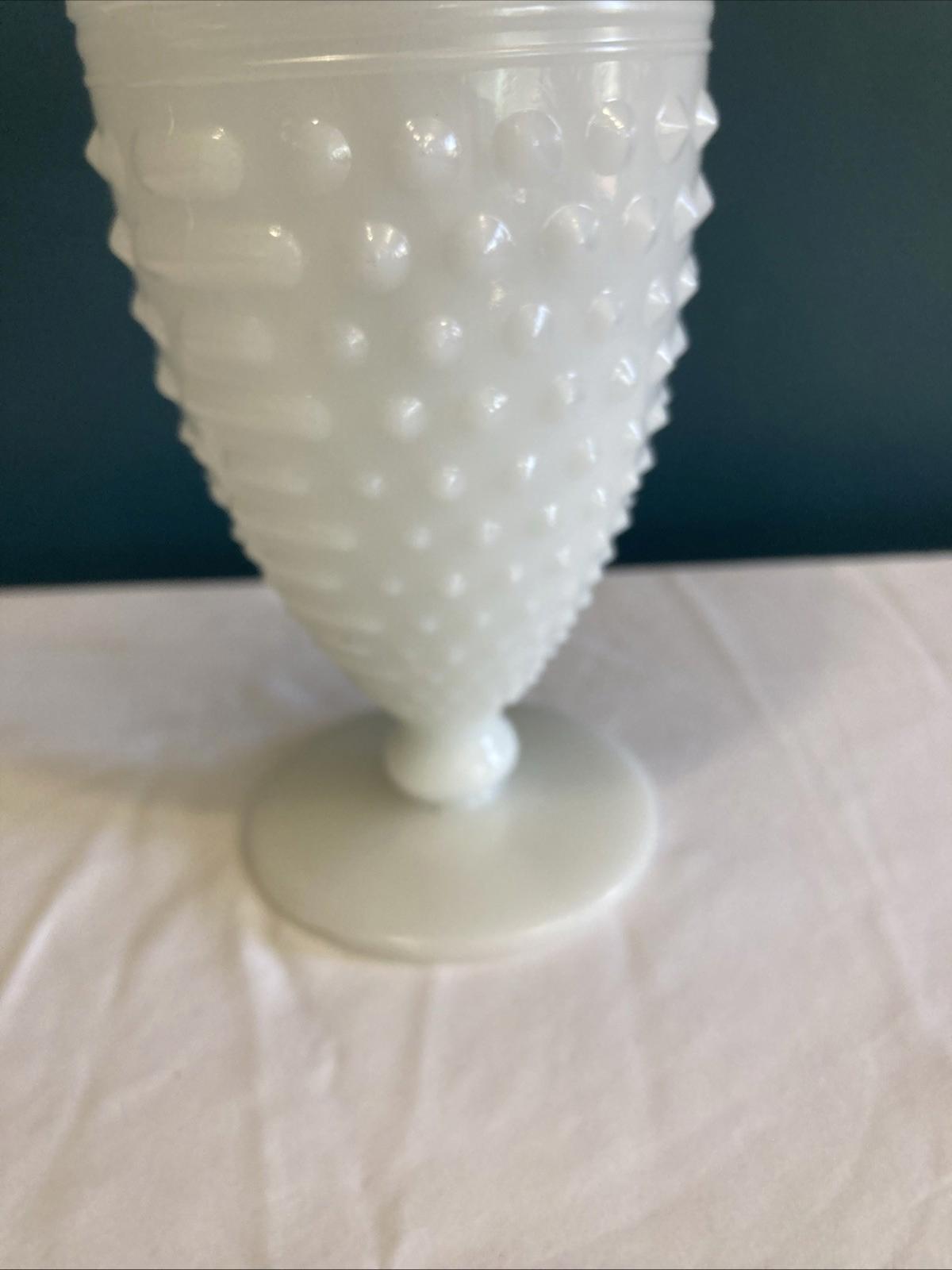 Vintage Anchor Hocking Milk Glass Goblet, Hobnail Dot Dash Pattern