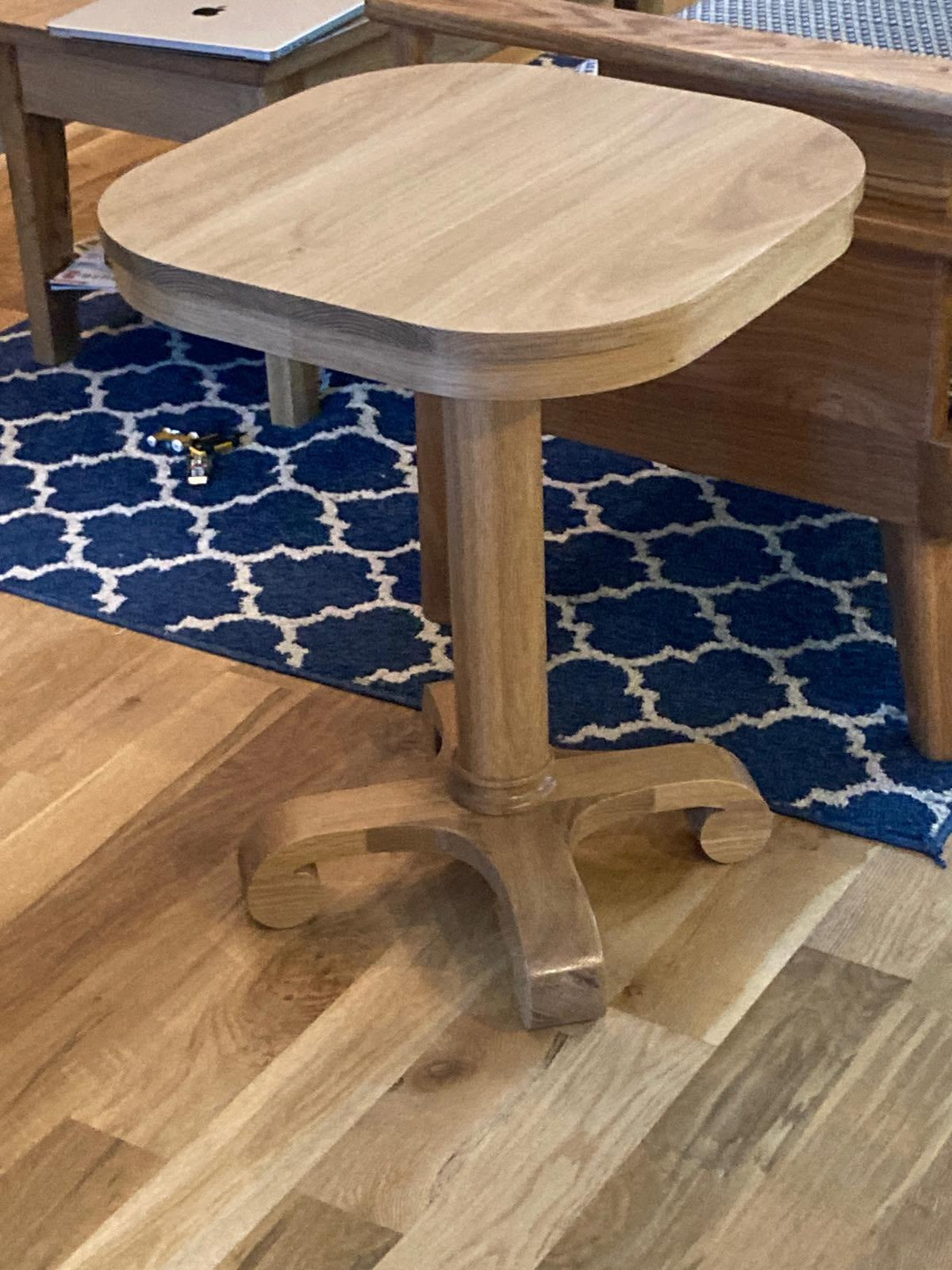 Custom Handmade Oak Pedestal Side Table