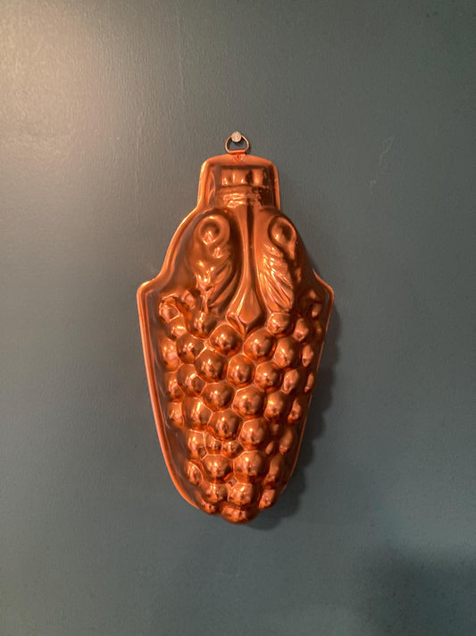 Vintage Copper Grapes Jello or Cake Mold