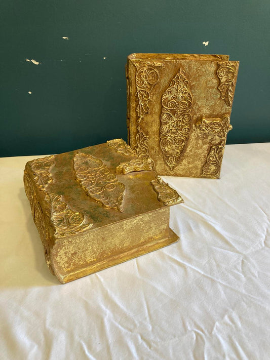 Vintage Gold Decorative Ornate Boxes Set of 2