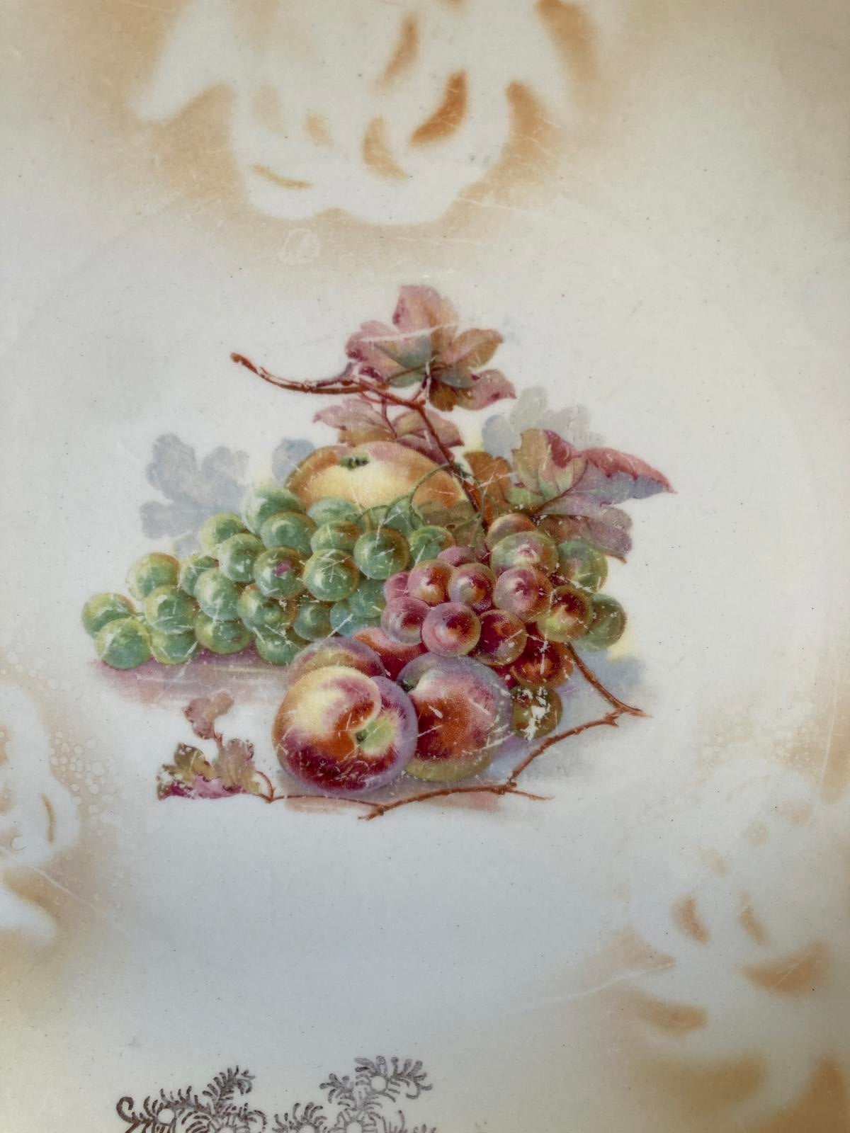 Antique D.E. McNicol Fruit Luster Plate with Gold Trim