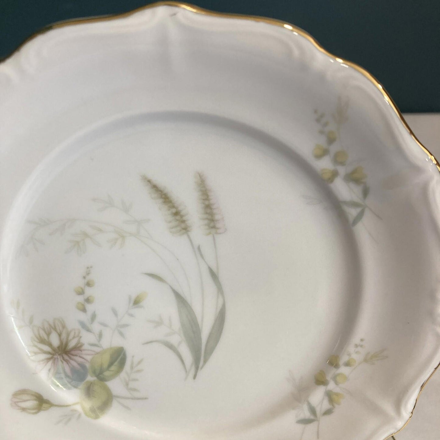 Set of 8 Forest Harvest Thistle Bread Plates with Gold Rims- Bavaria Germany