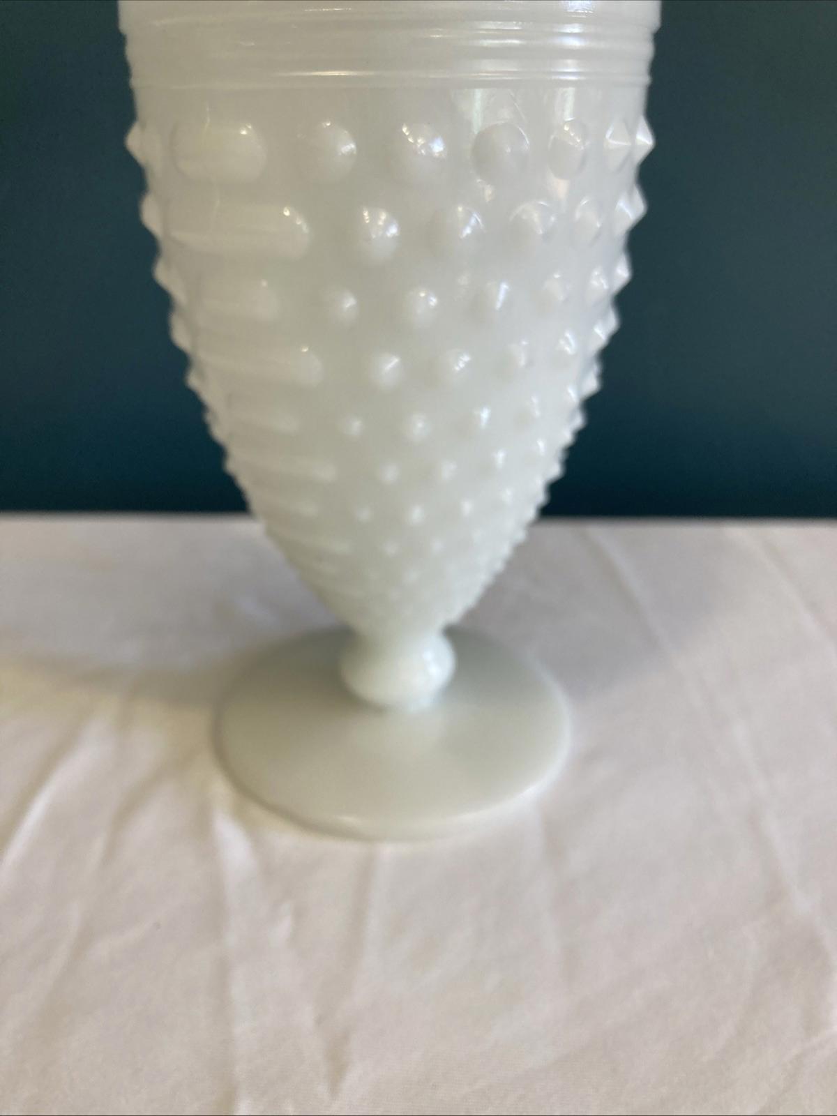 Vintage Anchor Hocking Milk Glass Goblet, Hobnail Dot Dash Pattern