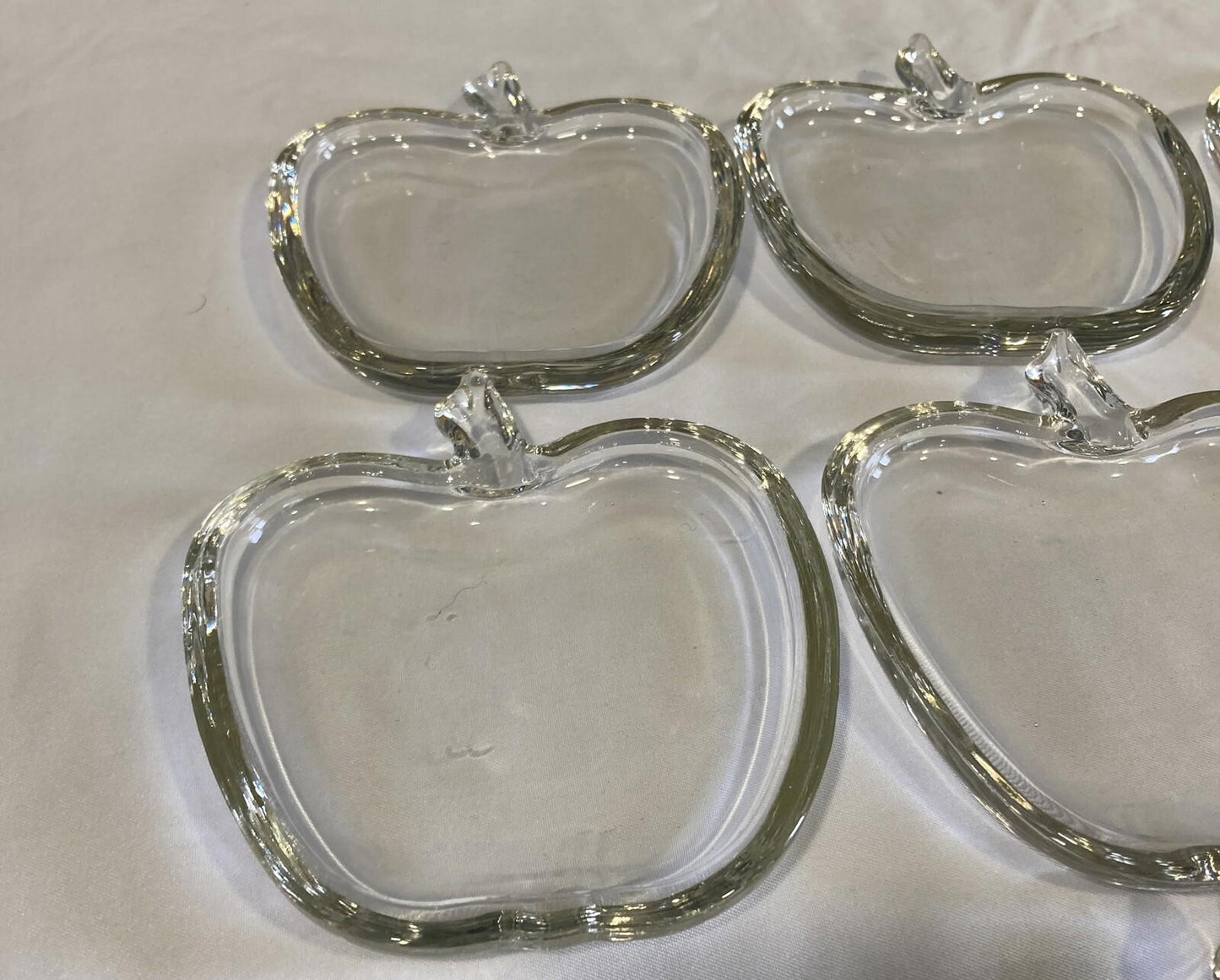 Vintage Mid-Century Clear Glass Apple Coaster or Ashtray Set of 7