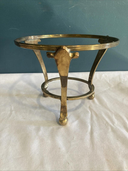Vintage Solid Brass Footed Bowl Vase Holder