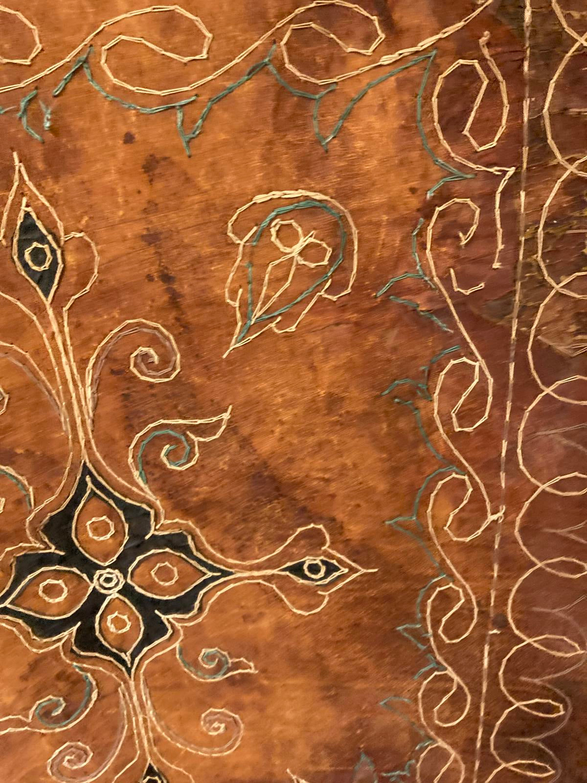 Vintage Handcrafted Leather Wall Hanging | Primitive Rustic Tapestry