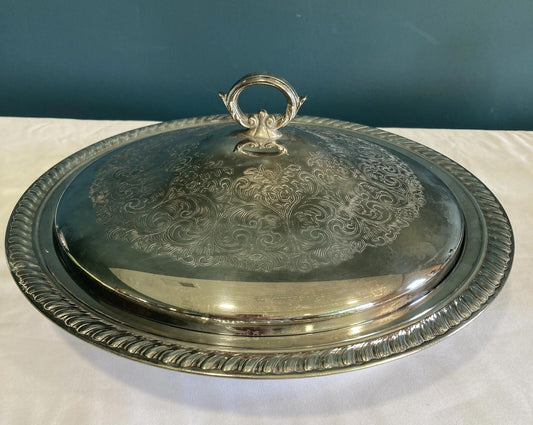 Vintage Eton Silver Plated Round Serving Dish with Lid