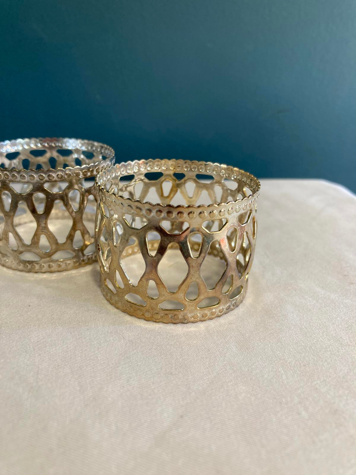 Vintage Silverplate Openwork Filigree Napkin Rings Set of 4
