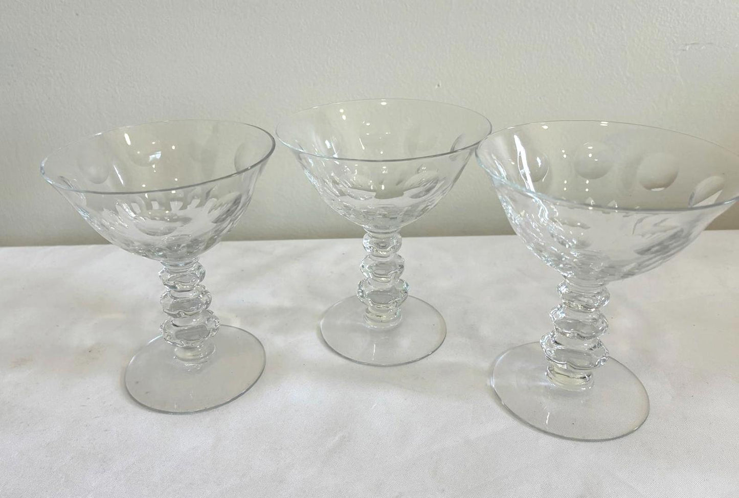 Vintage Duncan Miller Juno Sherbet Glasses Set of 3, Etched Crystal Stemware