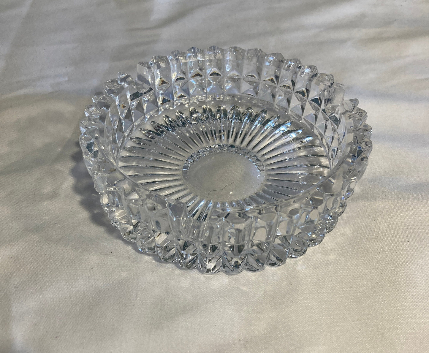 Vintage Glass and Brass Ash Tray or Trinket Bowl