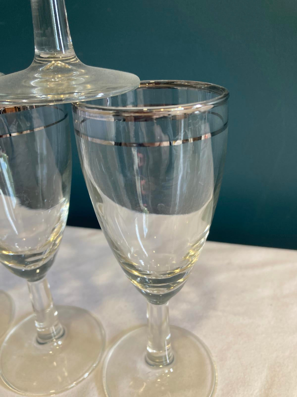 Vintage Javit Platinum Rimmed Glasses, set of 5