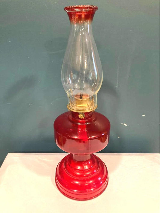 Antique Ruby Red Eagle Oil Lamp