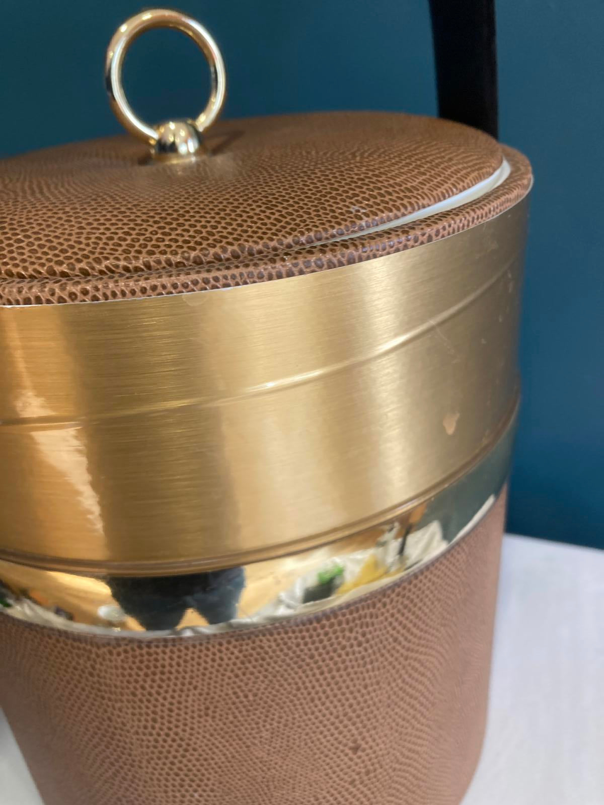 Georges Briard Faux Leather Ice Bucket Mid Century Barware
