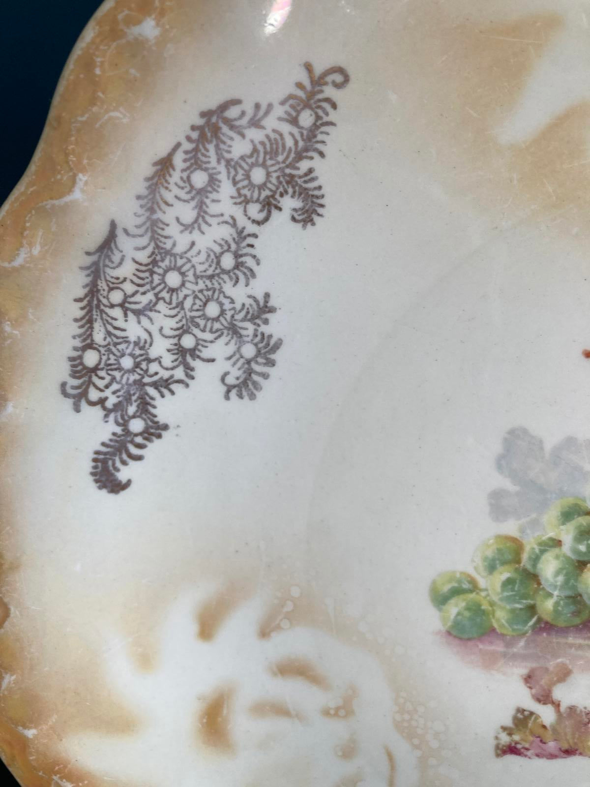 Antique D.E. McNicol Fruit Luster Plate with Gold Trim