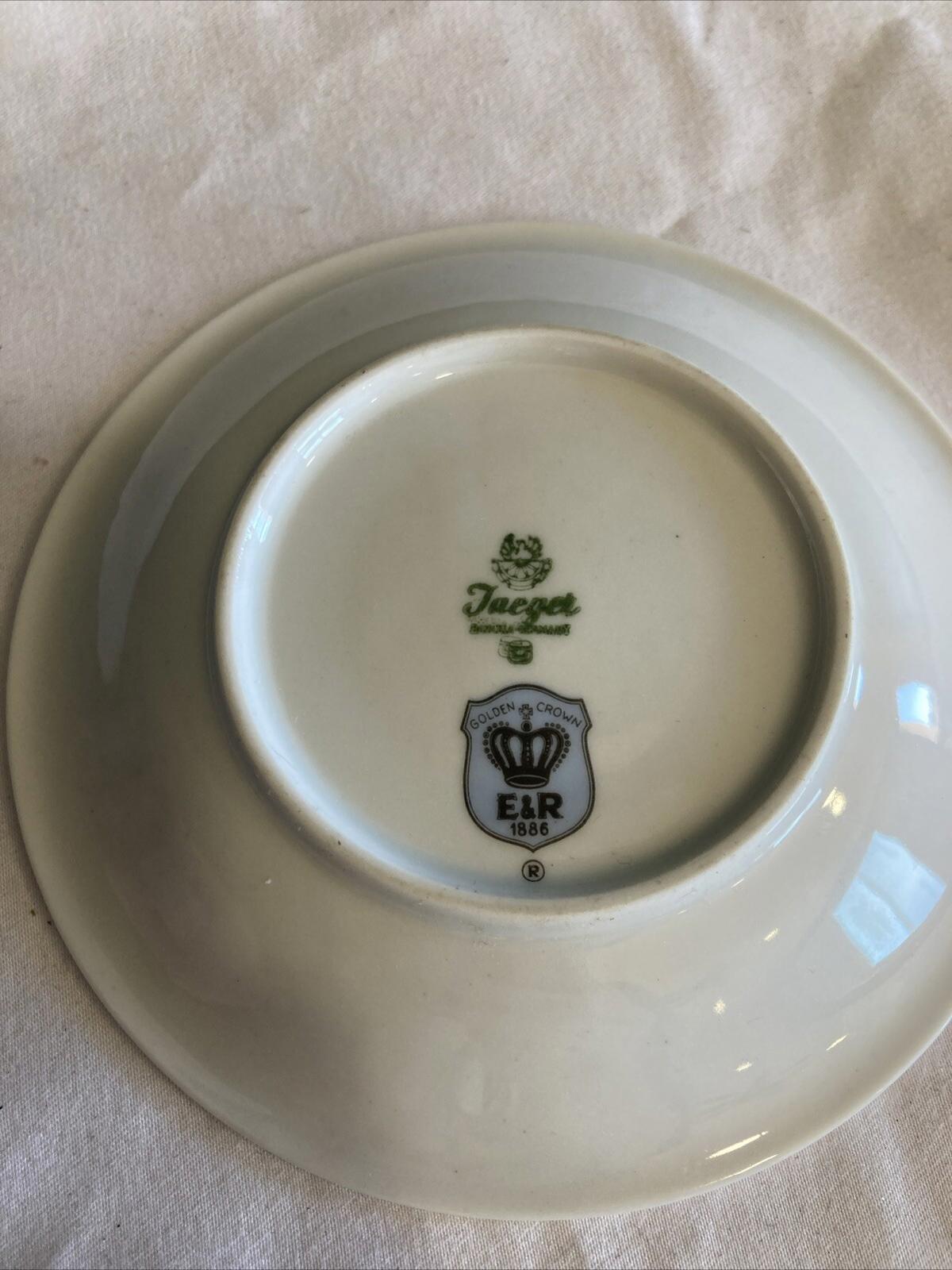 Vintage PMR Bavaria Jaeger Germany Crown E&R 1886 Demitasse Cup & Saucer