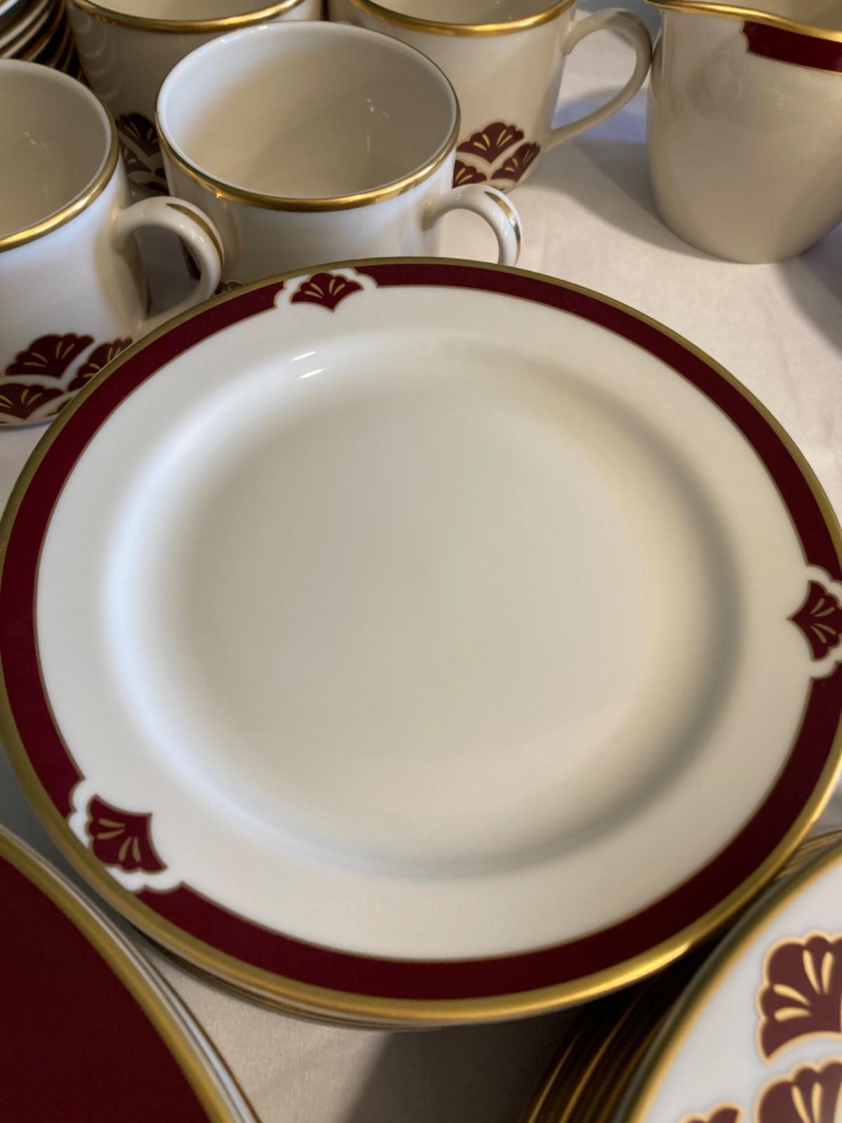 Vintage Pickard China Burgundy Ensemble 51 Pieces Made in USA