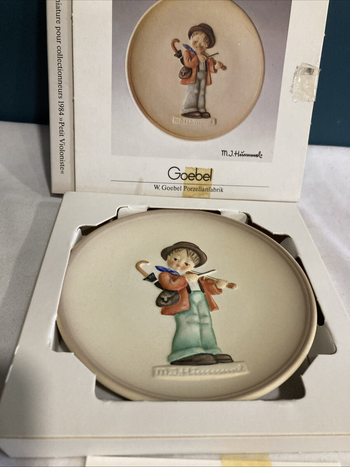Hummel Goebel 4” Plate Little Fiddler 1984 Hand Painted #466 Box Vintage Germany