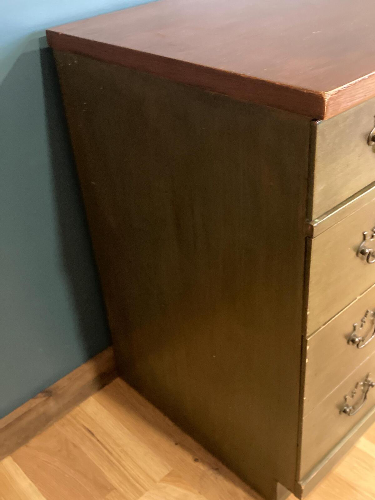 Mid Century Bassett Wooden Desk, Green Stained Solid Wood Desk, 7 Drawer Writing Desk, Vintage Office Furniture